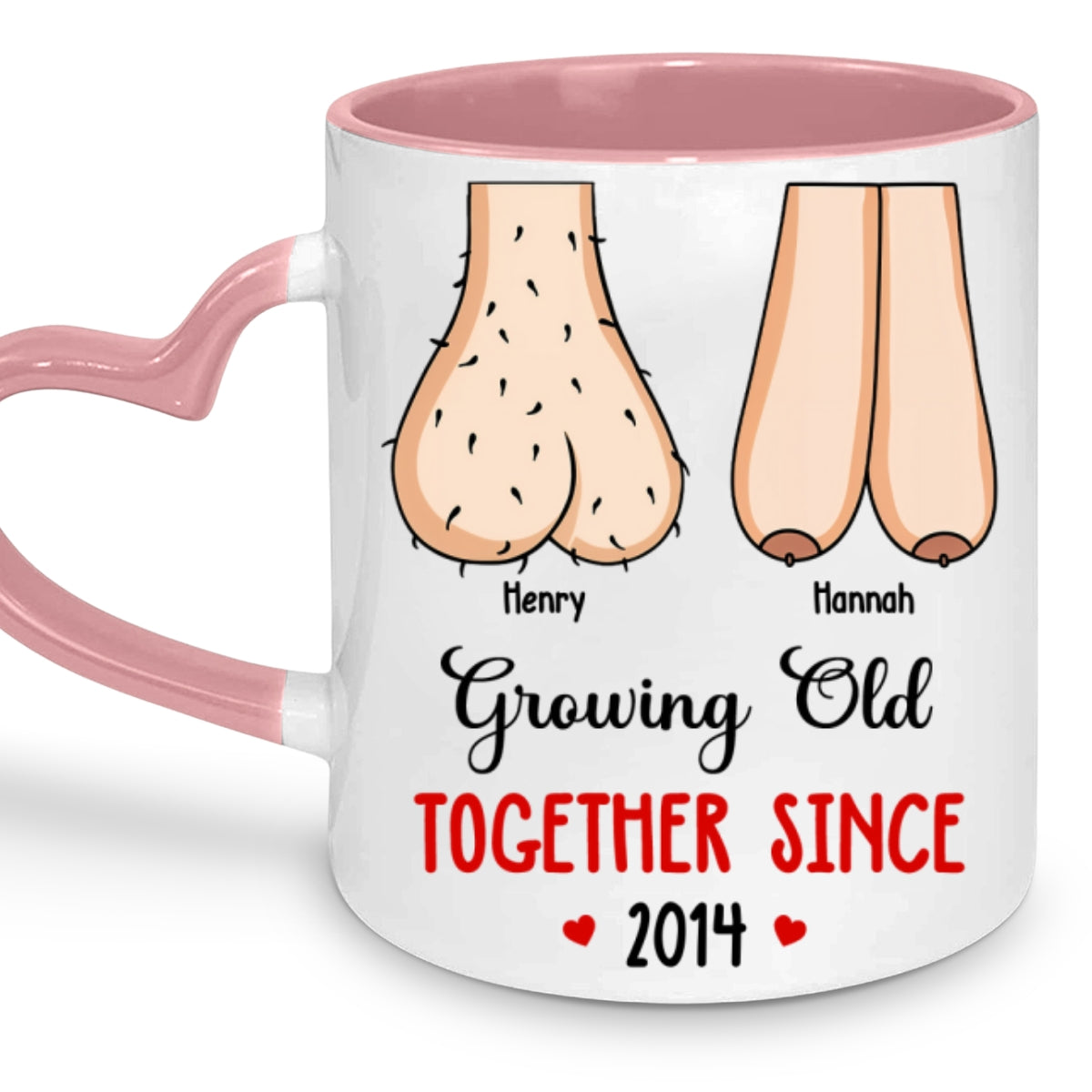 Grow Old With You - Personalized Custom Heart Handle Mug