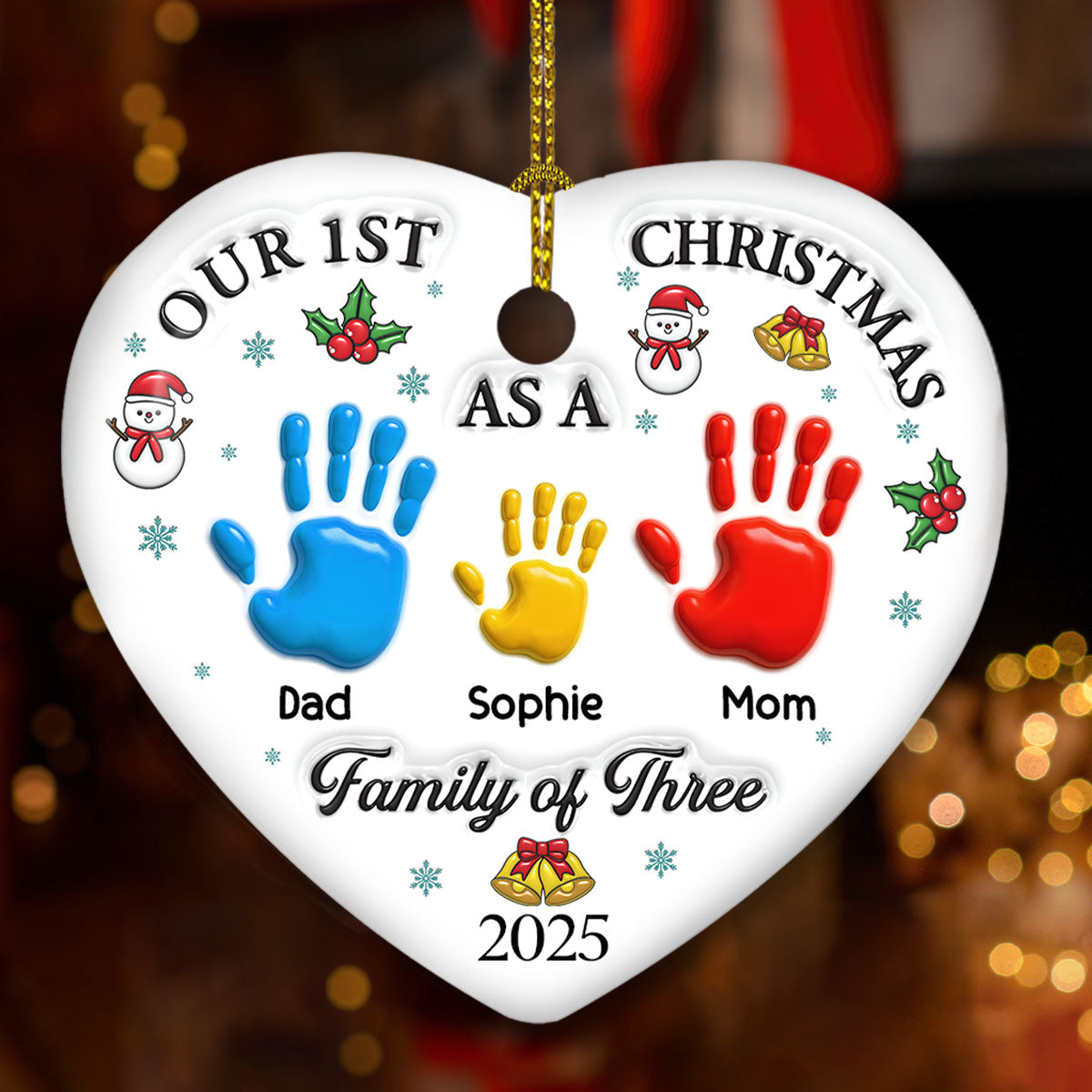 Our First Christmas 2 - Personalized Custom 3D Inflated Effect Ceramic Ornament