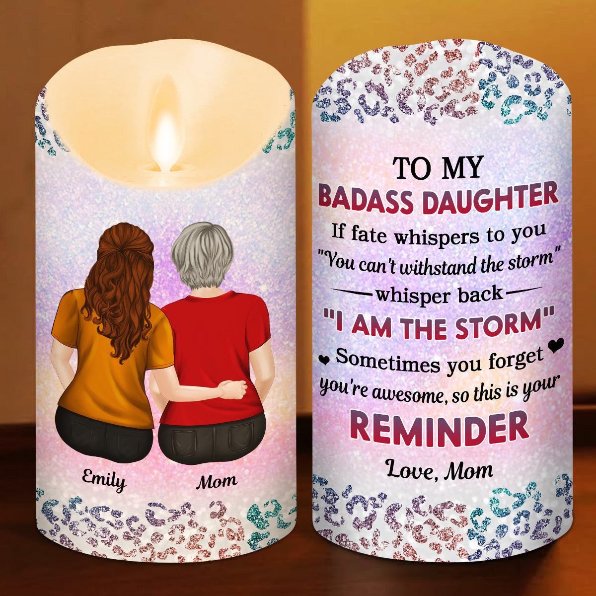 From Mom To Badass Daughter - Personalized Custom LED Candle