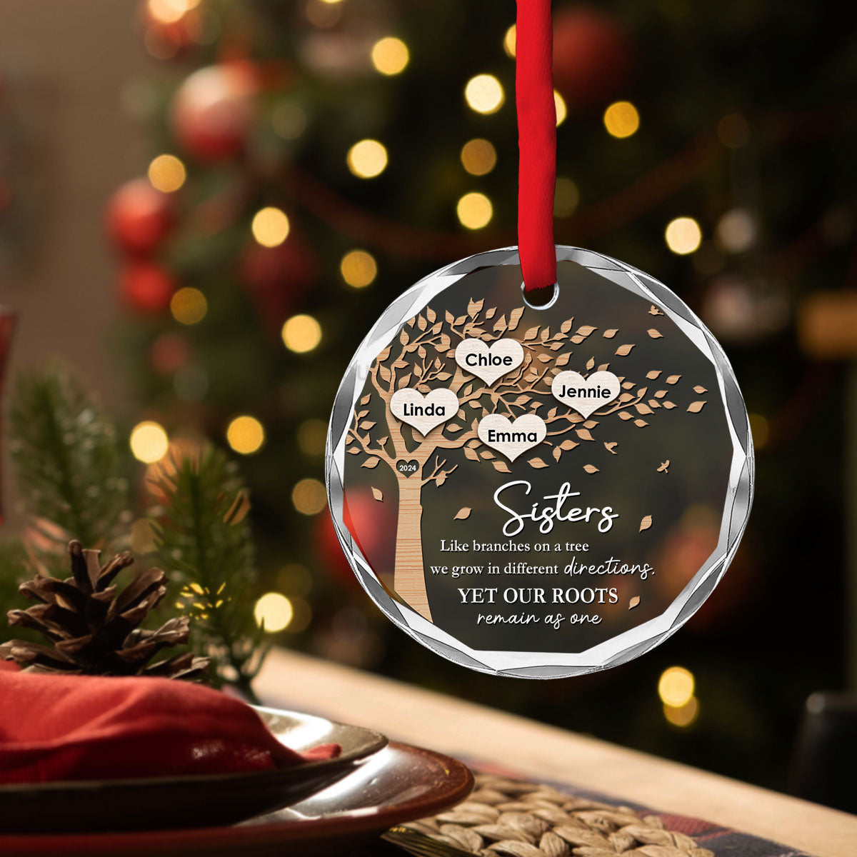 Our Roots Remain As One - Personalized Custom Glass Ornament