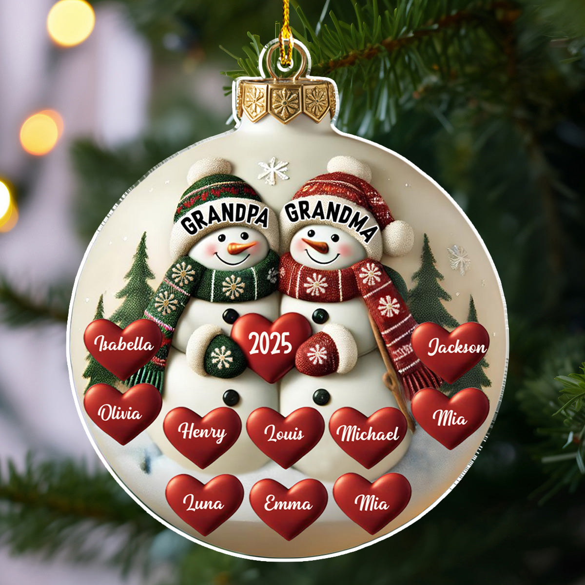 Merry Christmas Grandma And Grandpa - Personalized Custom Acrylic Ornament