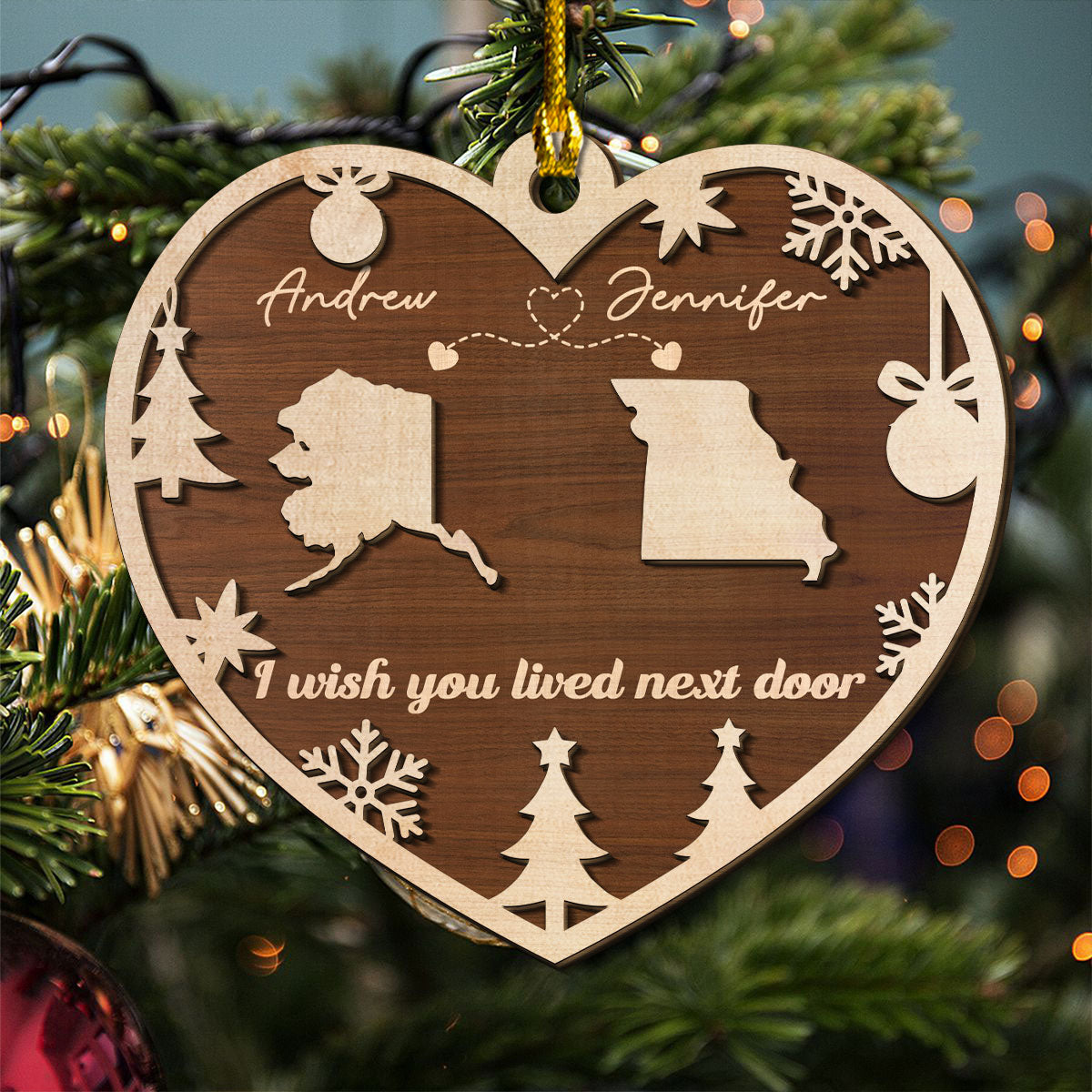 States of Friendship - Personalized Custom Freeshape 2-Layered Wood Ornament