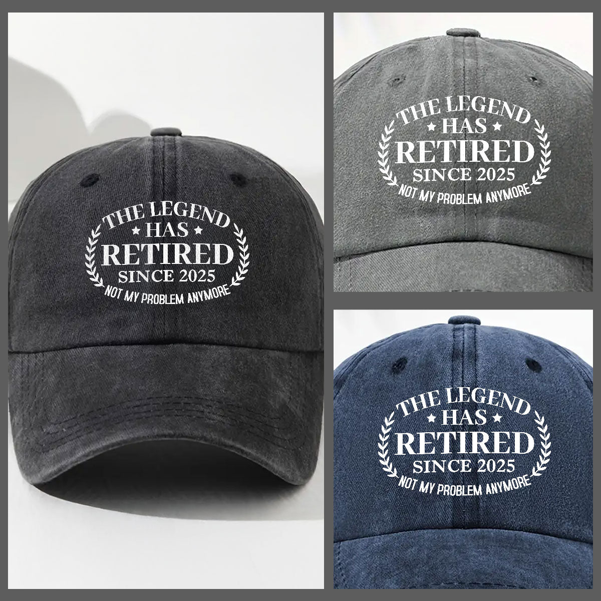 The Legend Has Retired - Personalized Custom Vintage Washed Denim Cap
