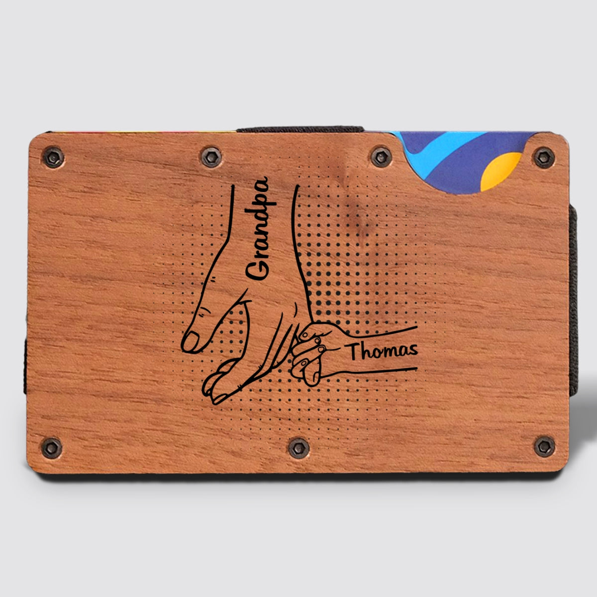 Holding Hands - Personalized Custom Engraved Wooden Card Holder