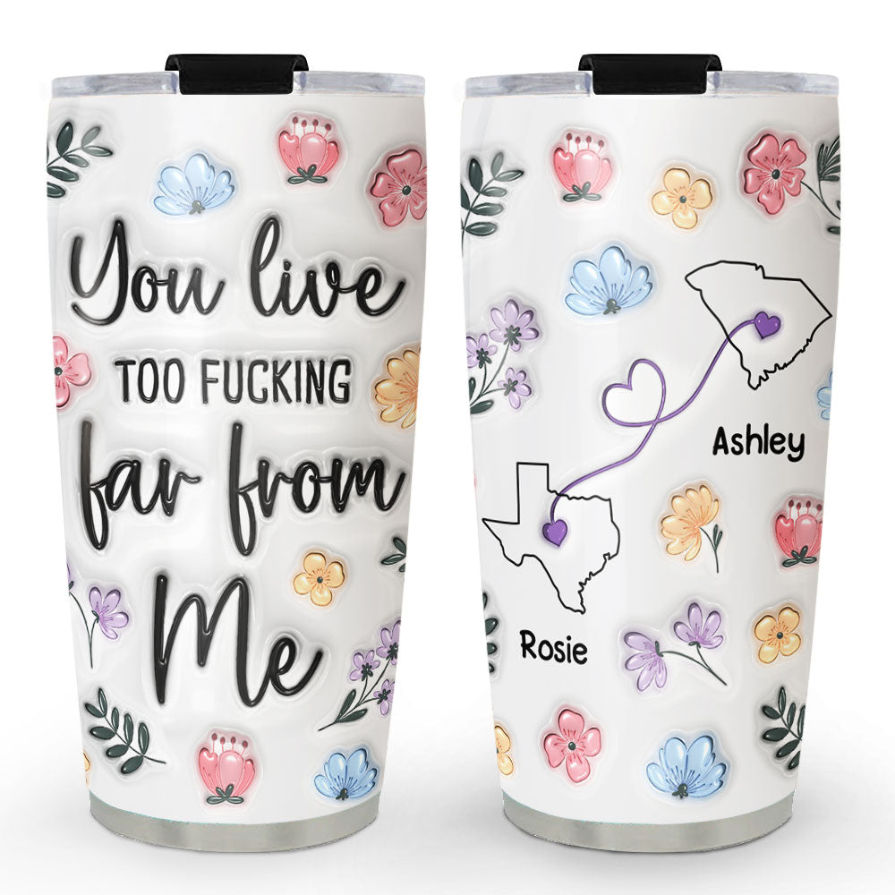 Miles Apart But Hearts Close - Personalized Custom 3D Inflated Effect Tumbler