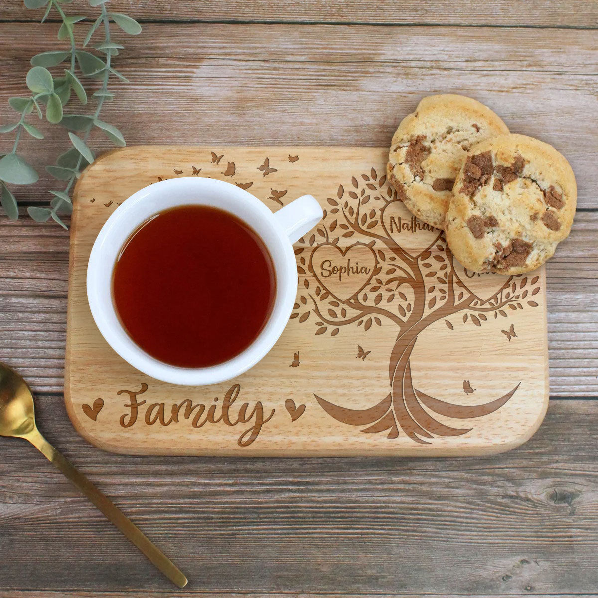 Grandma Family Tree Name - Personalized Custom Wooden Treat Board