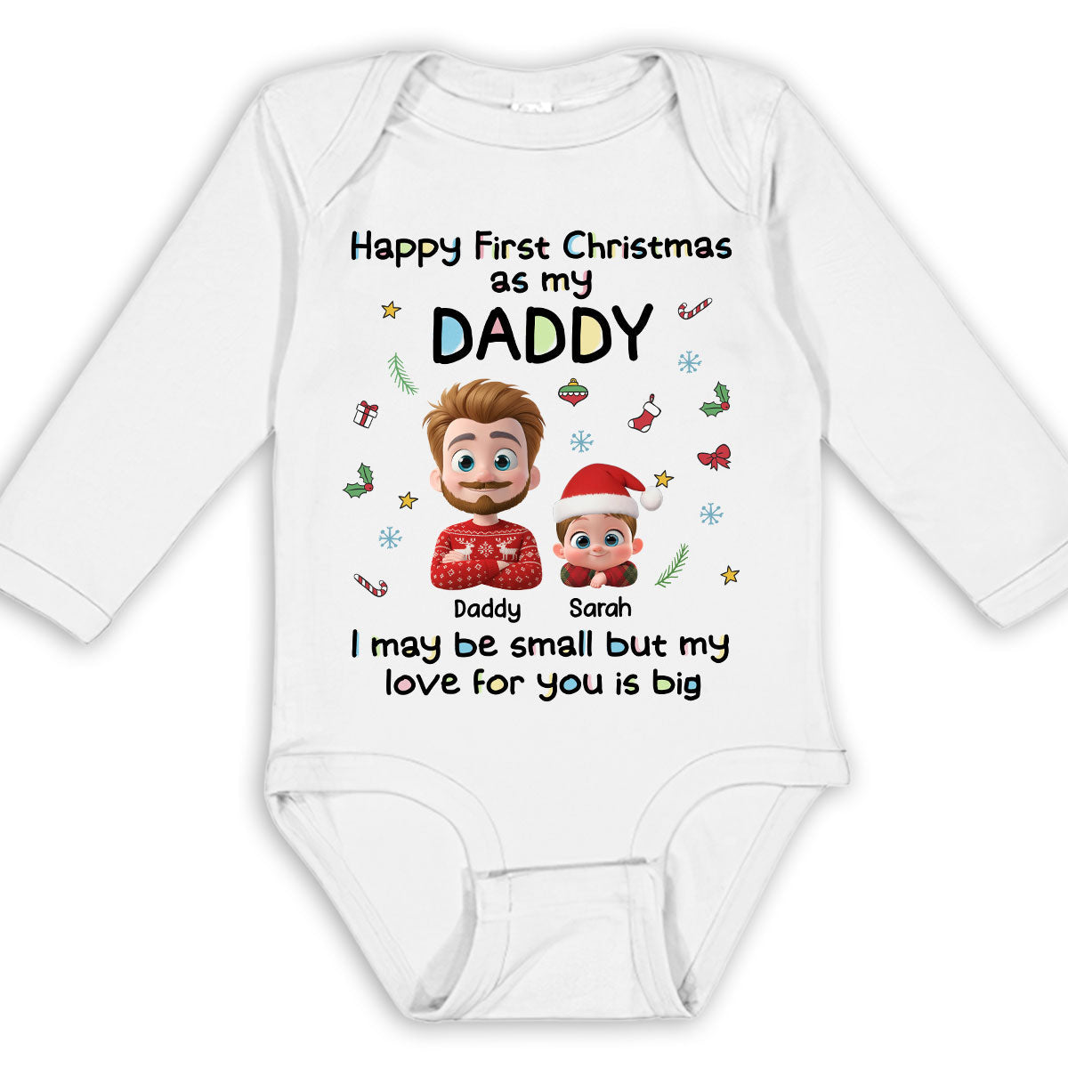 First Christmas With Baby - Personalized Custom Long Sleeve Baby Onesie