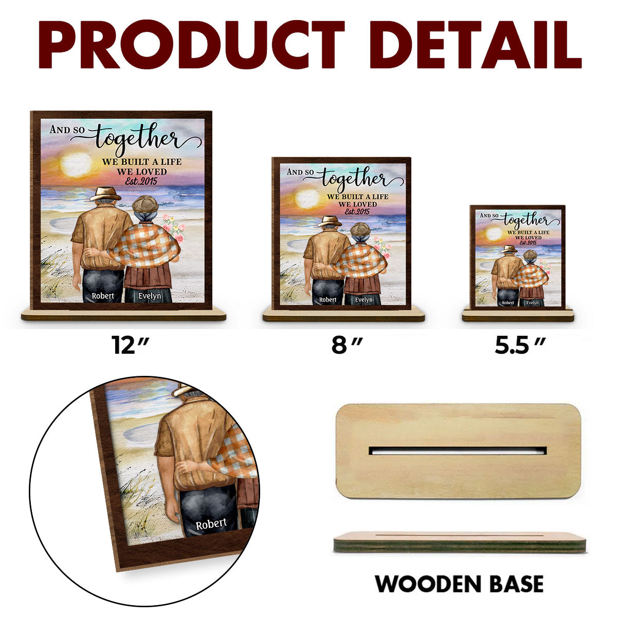 Love Forever - Personalized Custom 2-Layer Wood Plaque With Flat Base