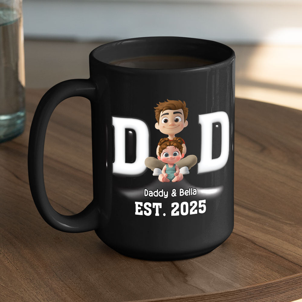 Happy Kids With Dad - Personalized Custom 3D Inflated Effect Mug