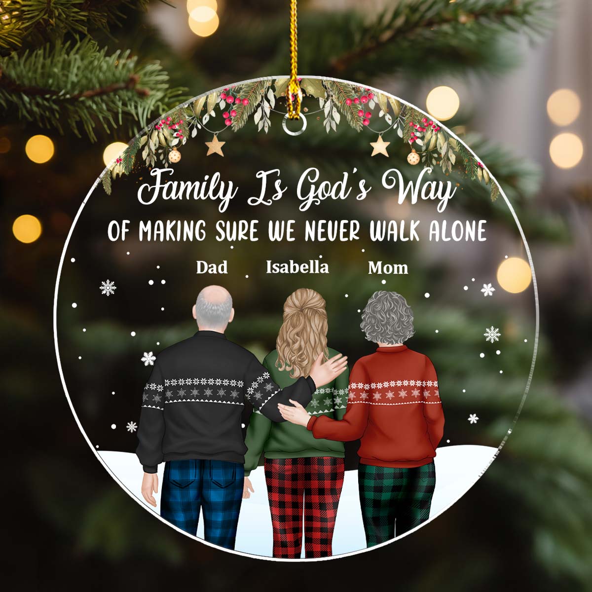 Family Never Walk Alone - Personalized Custom Acrylic Ornament