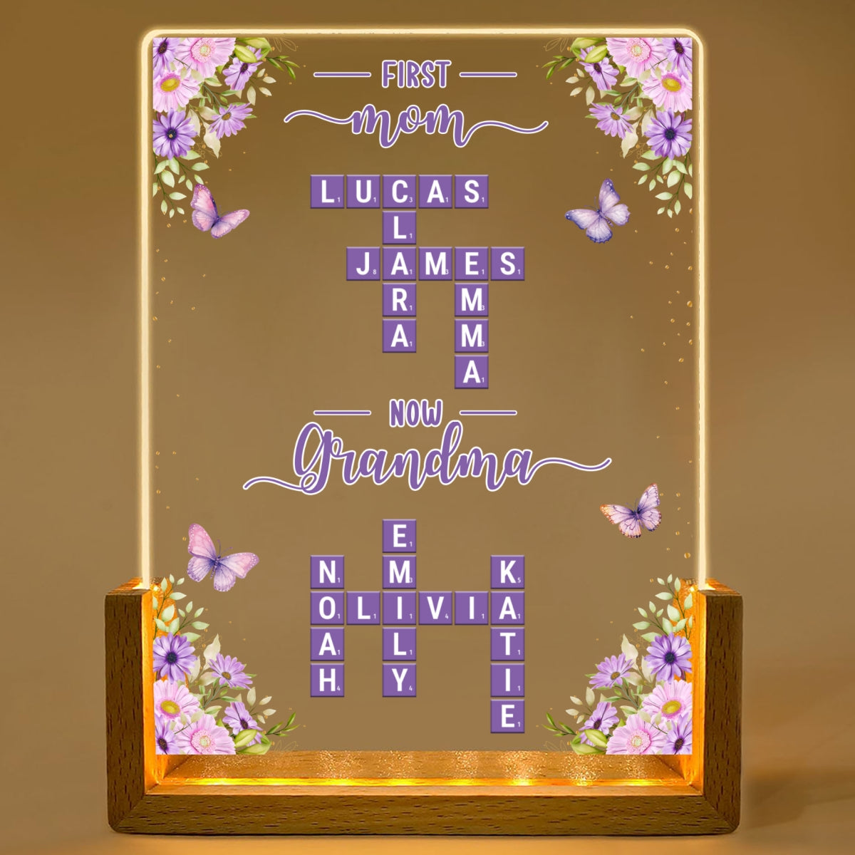 Now Grandma - Personalized Custom Plaque With Walnut Base