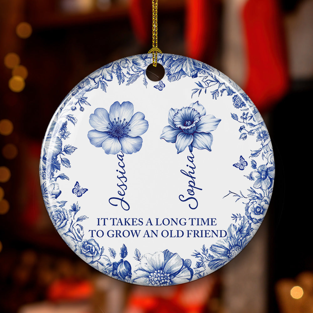 Vintage Floral Friendship - Personalized Custom Ceramic Ornament