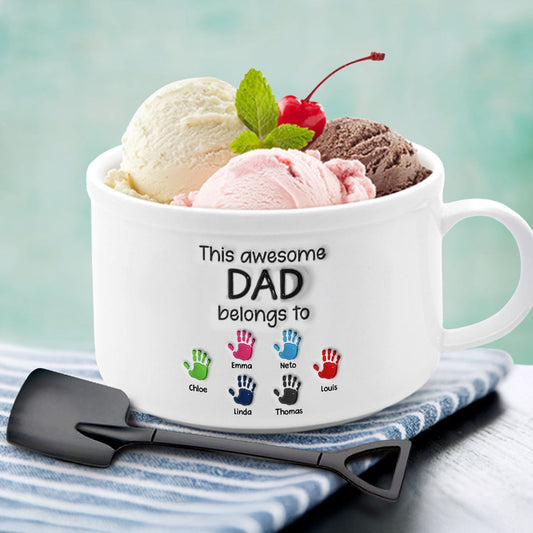 This Awesome Dad Belongs To - Personalized Custom Ceramic Bowl