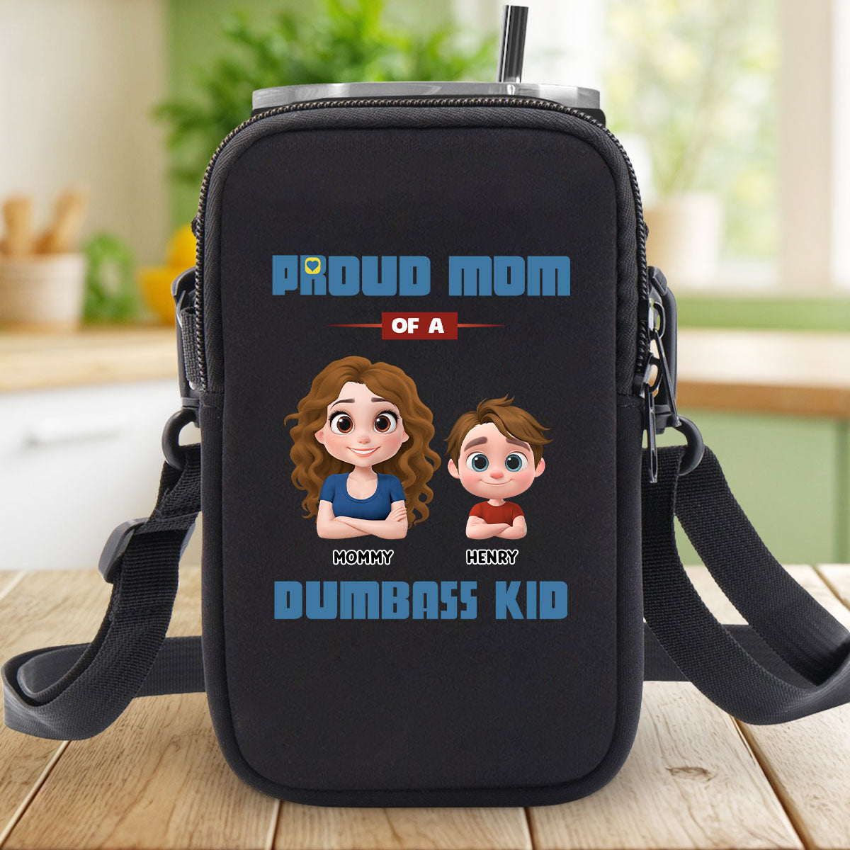 Proud Mom - Personalized Custom Water Bottle Carrier Bag