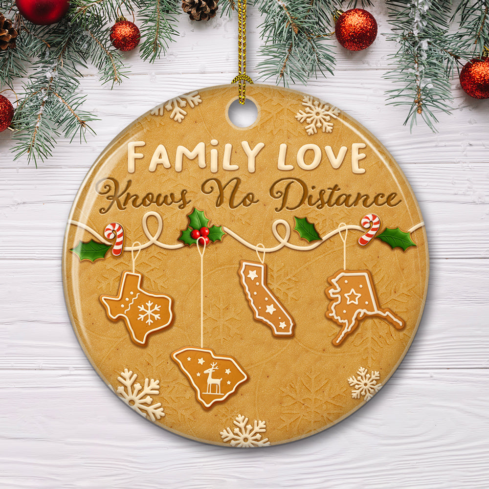 Family Love Know No Distance Cookies Style - Personalized Custom 3D Effect Ceramic Ornament