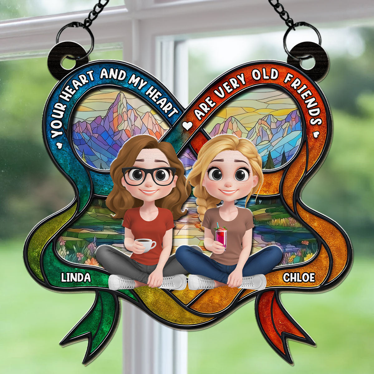 Your Heart And My Heart Are Very Old Friend - Personalized Custom Suncatcher