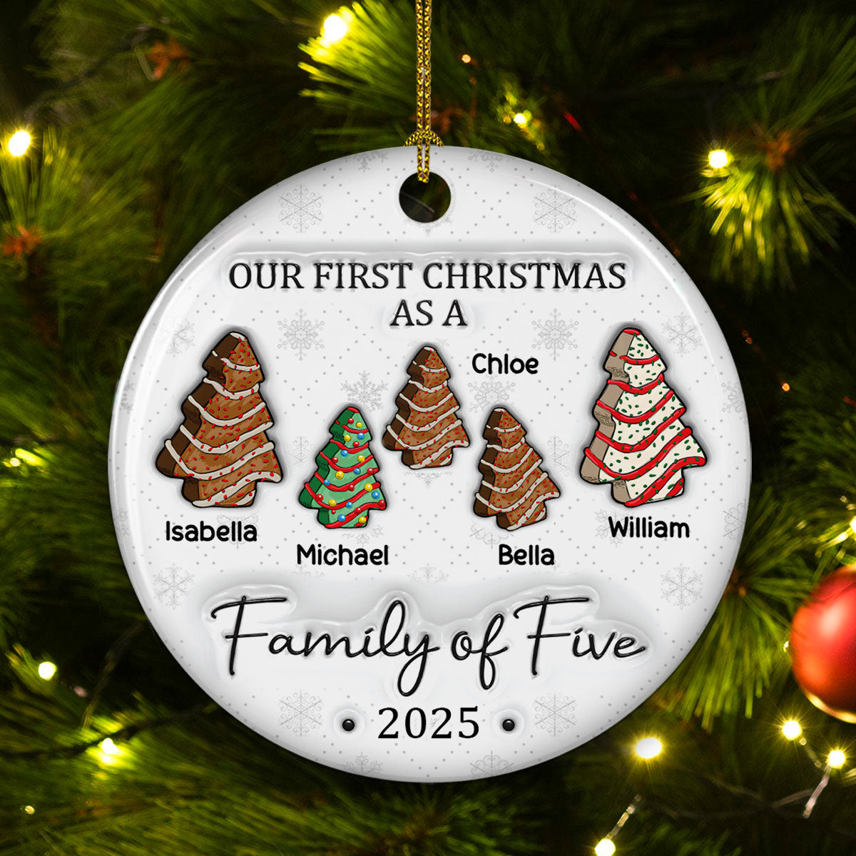 First Christmas Christmas Tree Cakes - Personalized Custom 3D Inflated Effect Ceramic Ornament