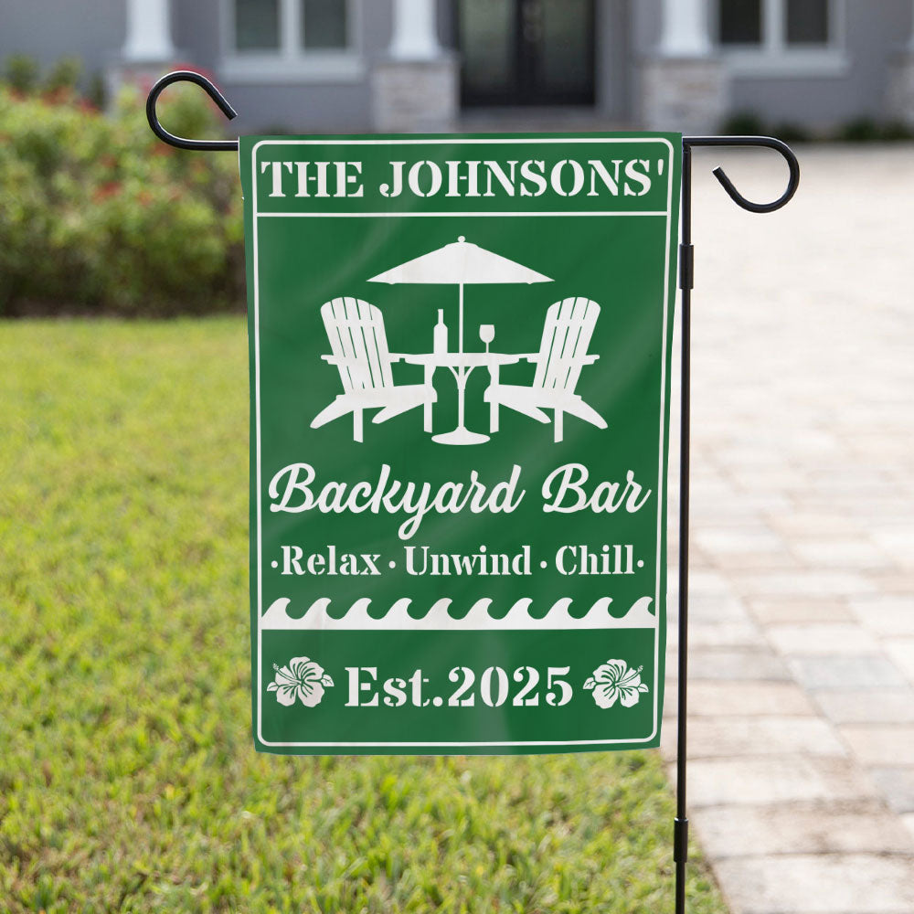 Welcome To Our Backyard Oasis - Personalized Custom Flag