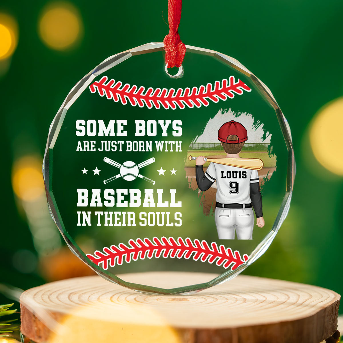 Some Boys Are Just Born With Baseball In Their Souls - Personalized Custom Glass Ornament