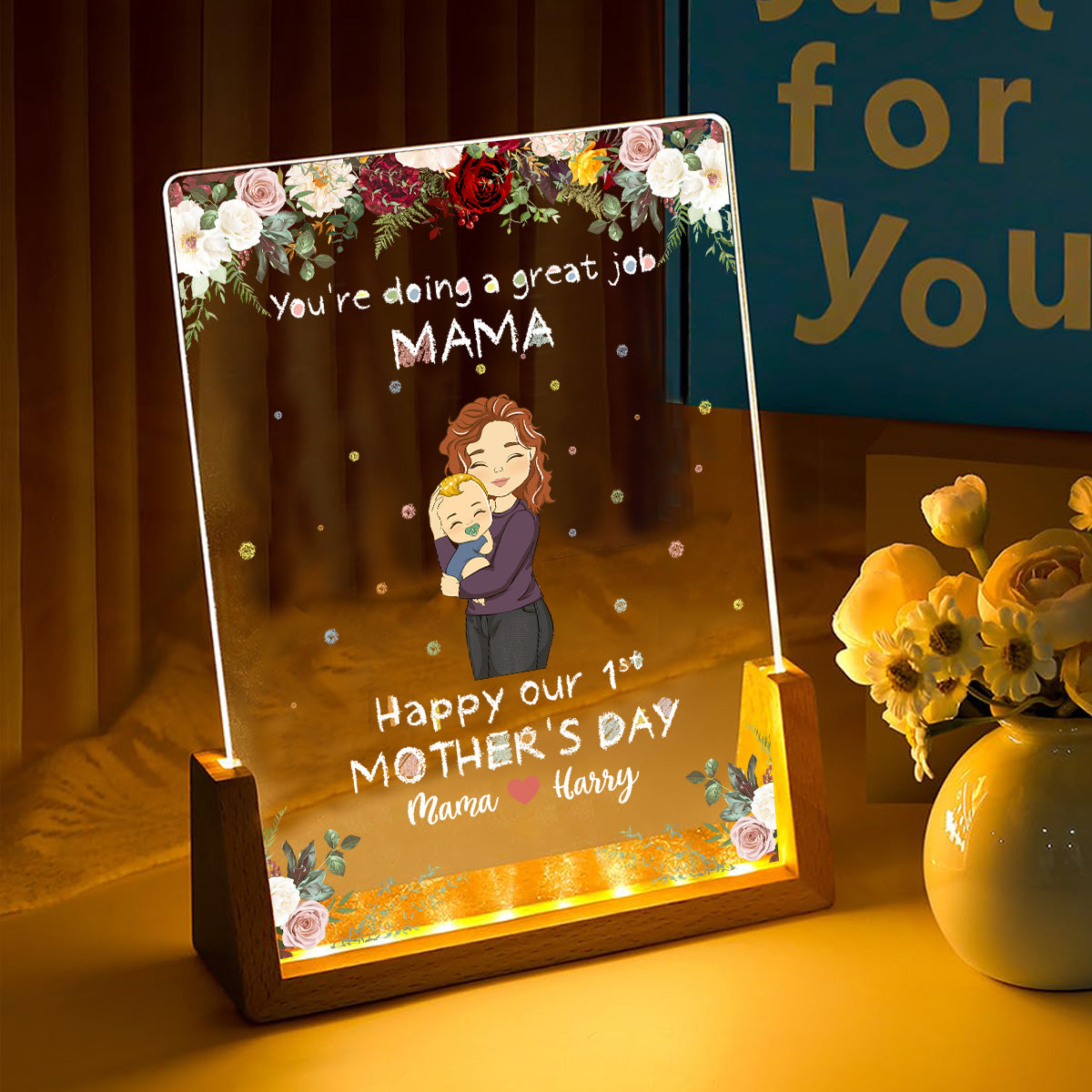 Best Mommy - Personalized Custom Plaque With Walnut Base