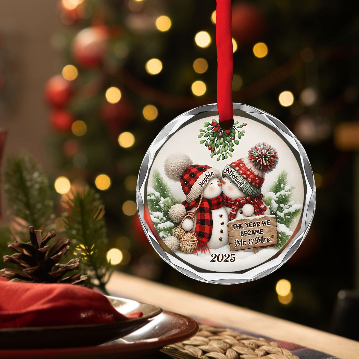 Merry And Bright Together - Personalized Custom Glass Ornament