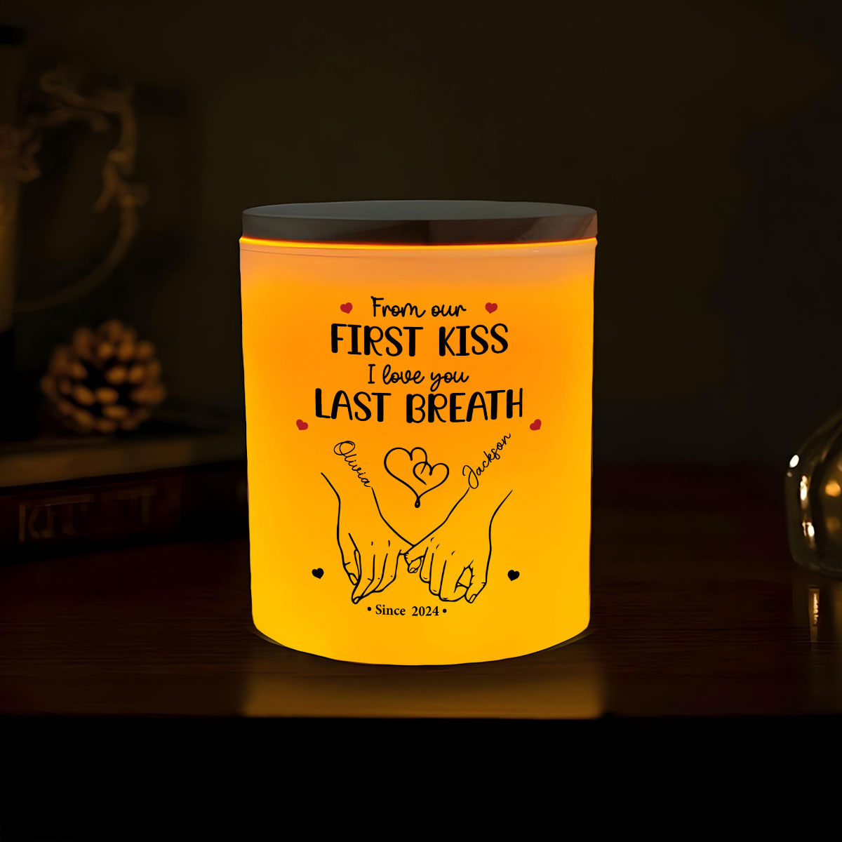 You Are My Happy Place - Personalized Custom Glass Jar With LED Candle