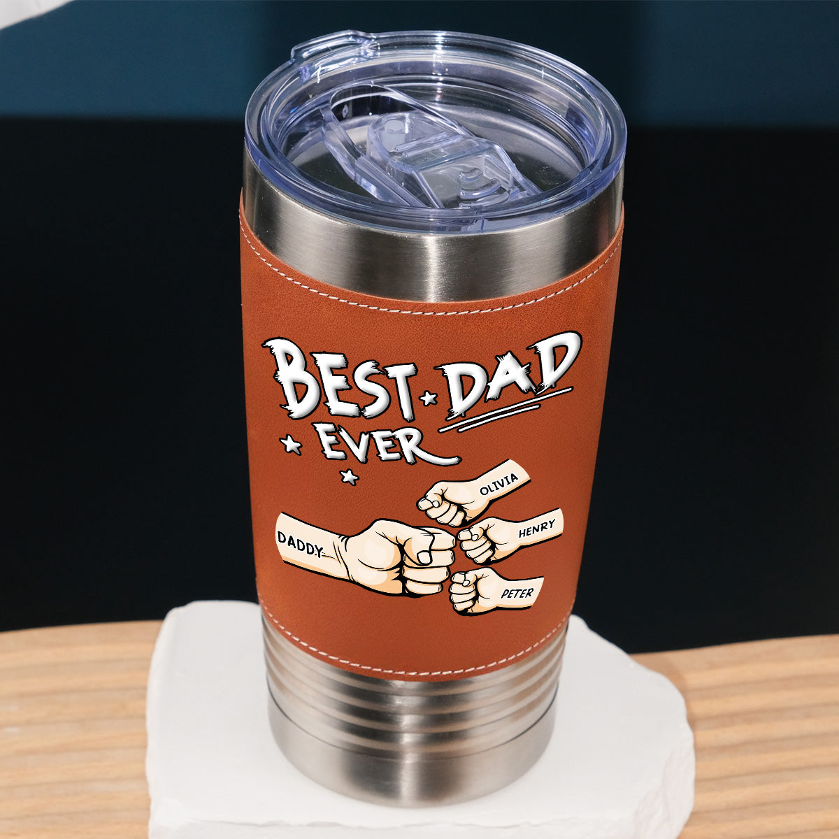 Best Dad - Personalized Custom Leather Tumbler