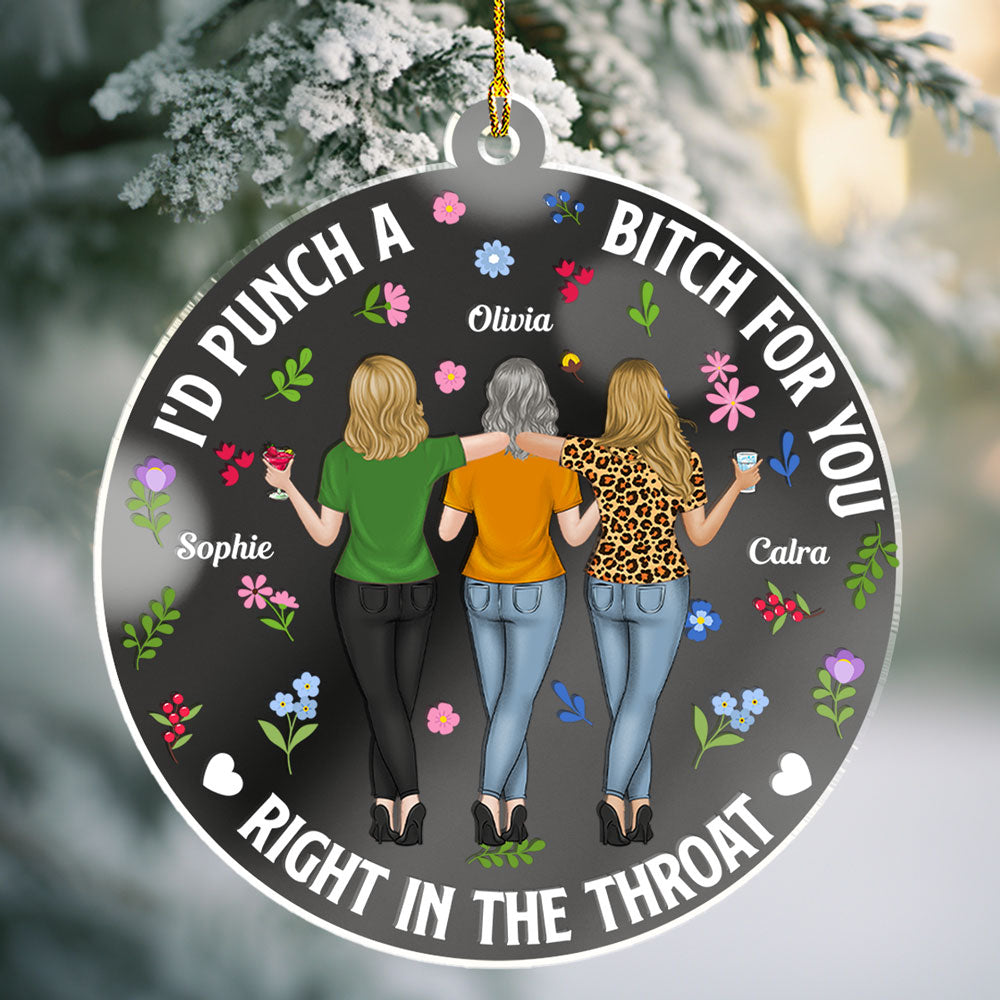 Punch Bitch Besties - Personalized Custom Mirrored Acrylic Ornament