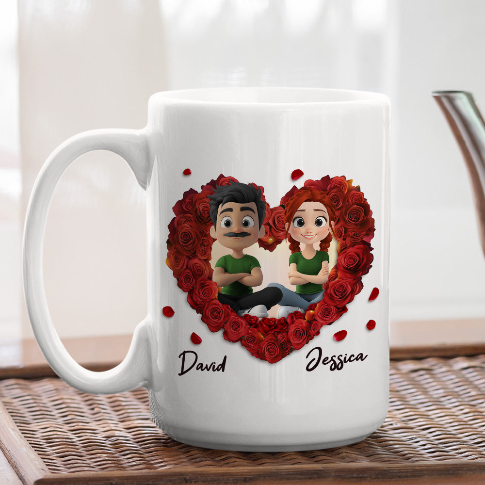 Romantic Red Rose Couple - Personalized Custom Coffee Mug