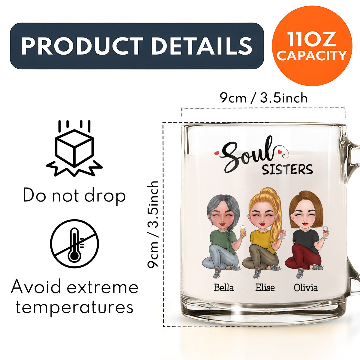 Soul Sisters - Personalized Custom Glass Mug