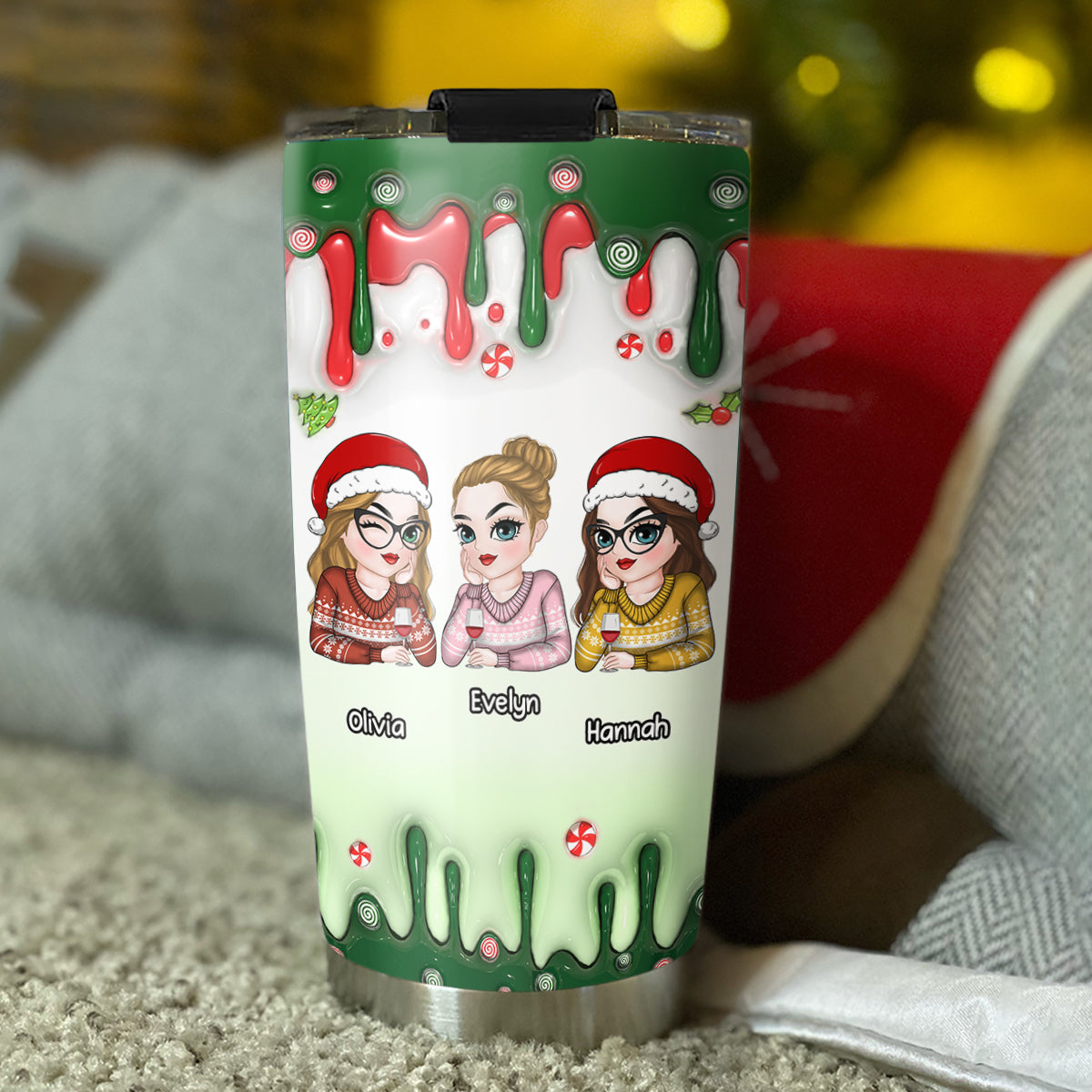 Merry Christmas My Bestie - Personalized Custom 3D Inflated Effect Tumbler