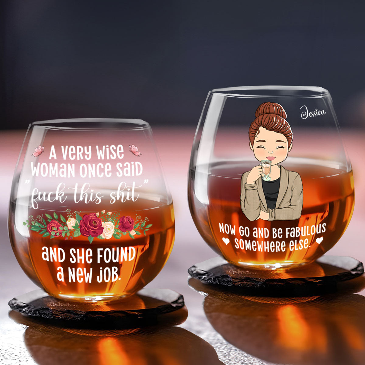 New Job New Fabulous You - Personalized Custom Wine Glass