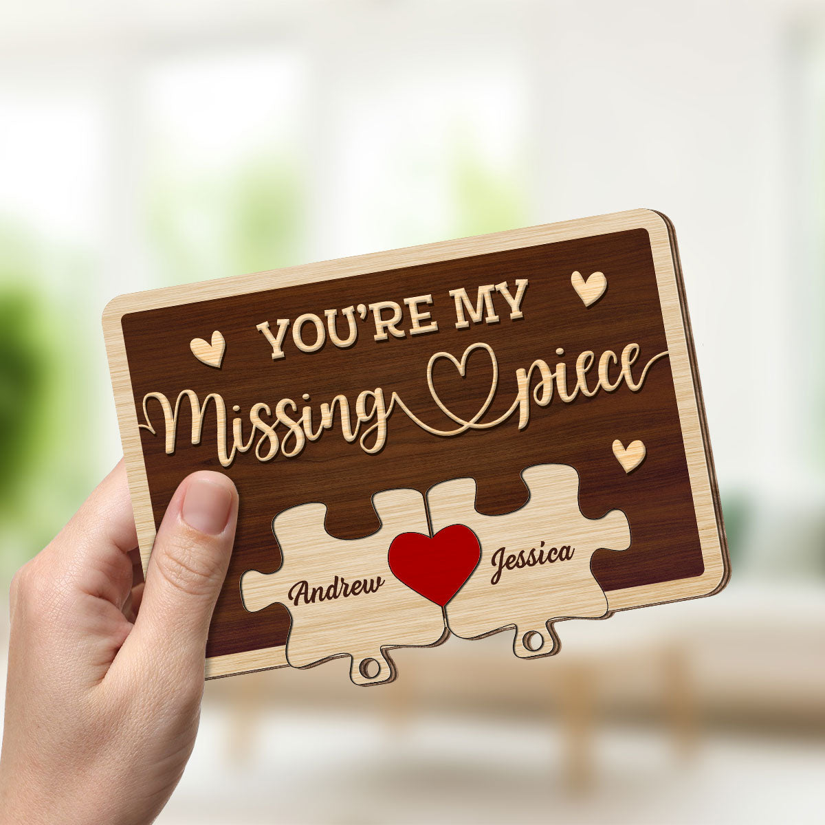 My Missing Piece - Personalized Custom Wooden Key Holder With Keychain