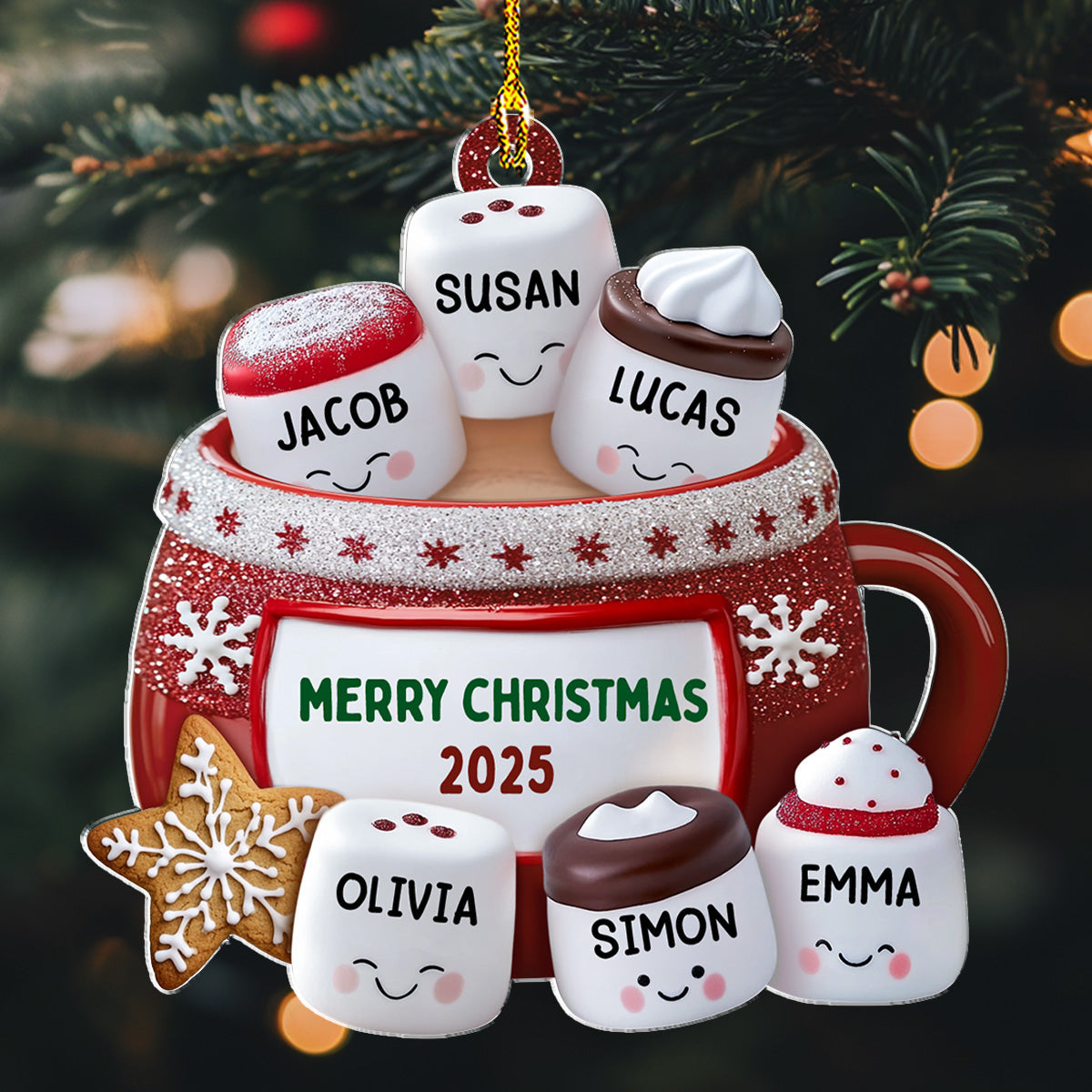Cozy Cocoa With The Marshmallow Crew - Personalized Custom Acrylic Ornament