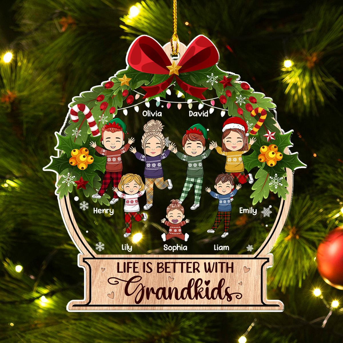 Life Is Better With Grandkids - Personalized Custom Acrylic Ornament