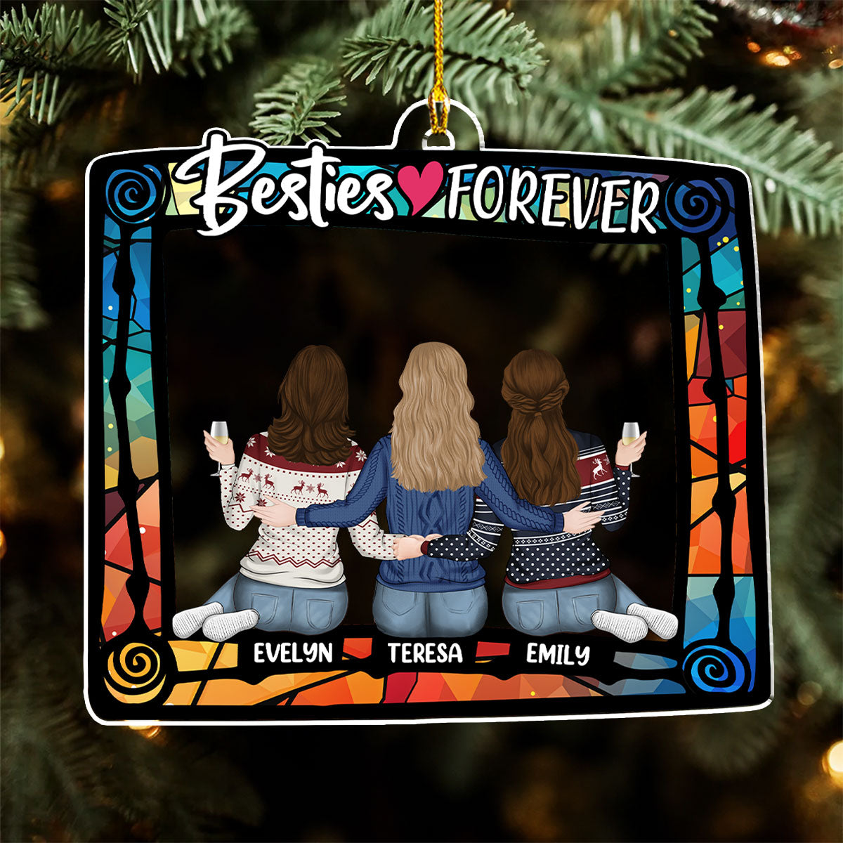 Besties Always And Forever - Personalized Custom Acrylic Ornament
