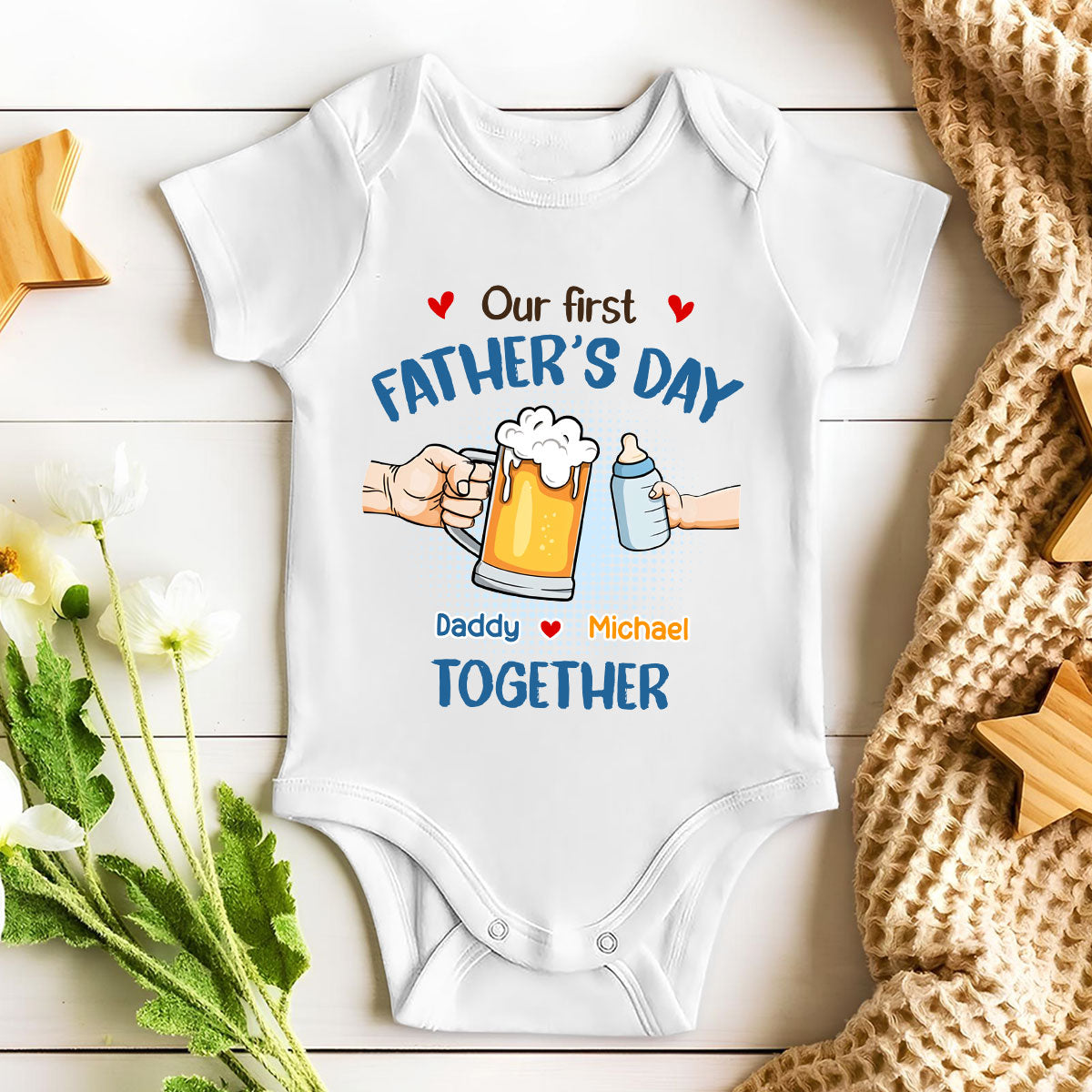 Our First Father Day Cheer - Personalized Custom T-shirt And Onesie