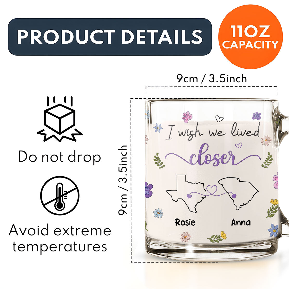 I Wish We Lived Closer Version 2 - Personalized Custom Glass Mug