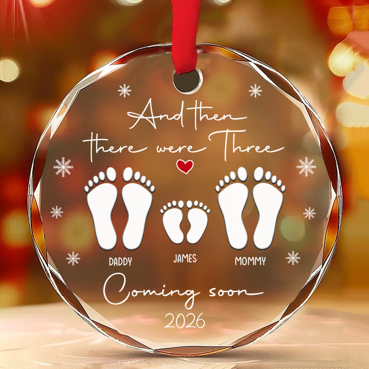 A Little One On Way - Personalized Custom Glass Ornament