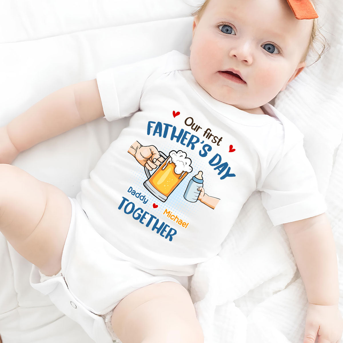 Our First Father Day Cheer - Personalized Custom T-shirt And Onesie