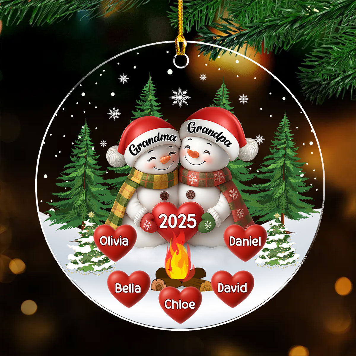 Grandma Grandpa Grandkids - Personalized Custom Acrylic Ornament