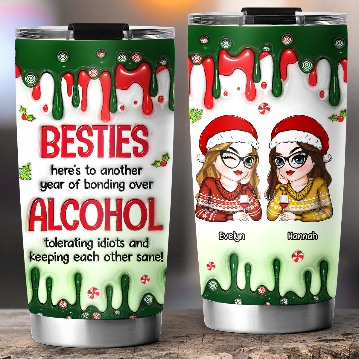 Merry Christmas My Bestie - Personalized Custom 3D Inflated Effect Tumbler