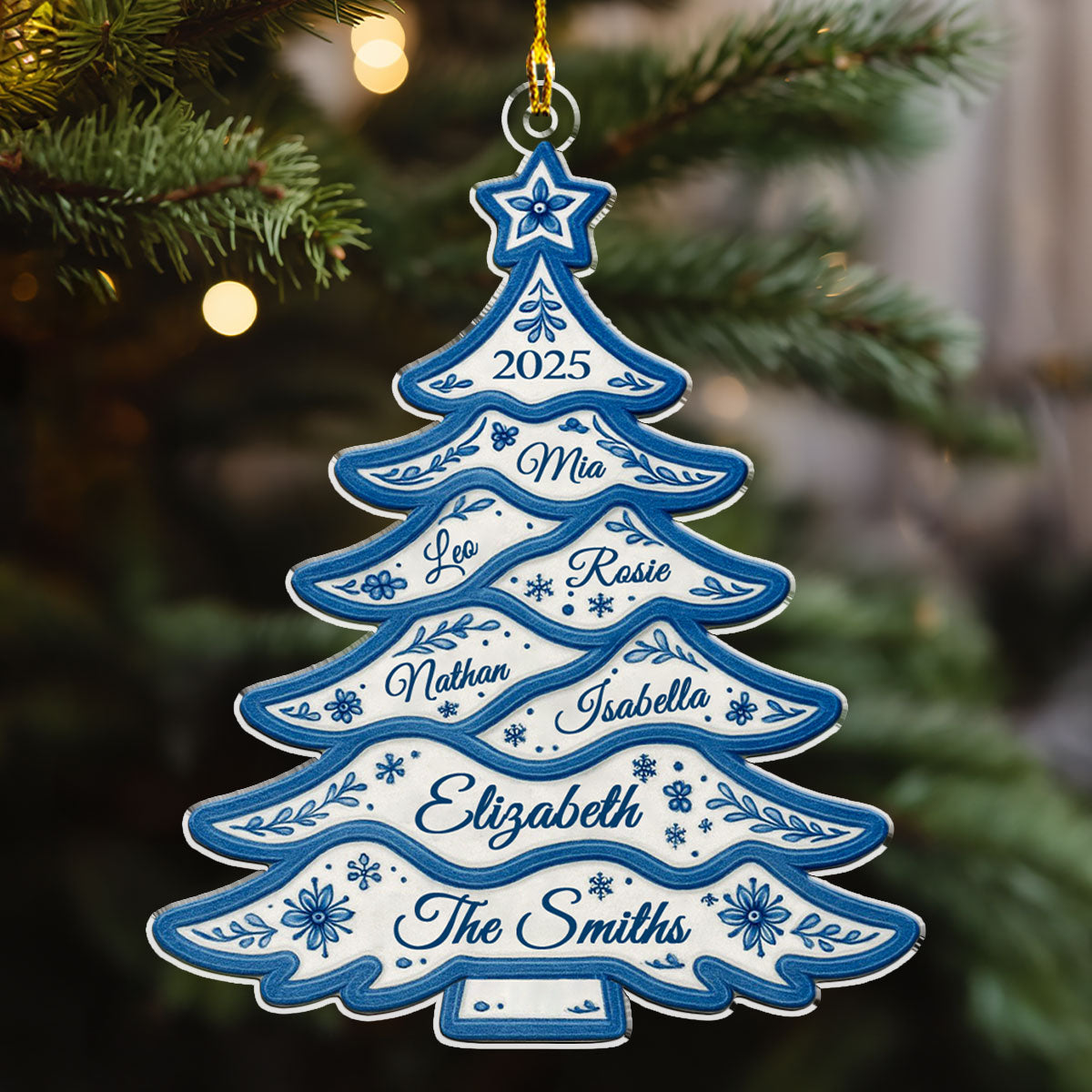 Delft Blue Christmas Tree - Personalized Custom Acrylic Ornament