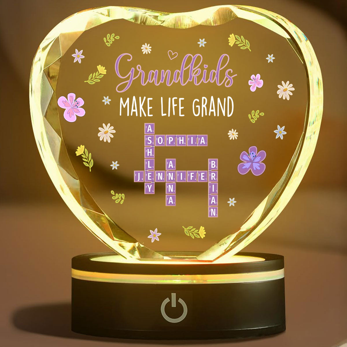 Grandkids Make Life Grand Crossword - Personalized Custom Crystal Led Light