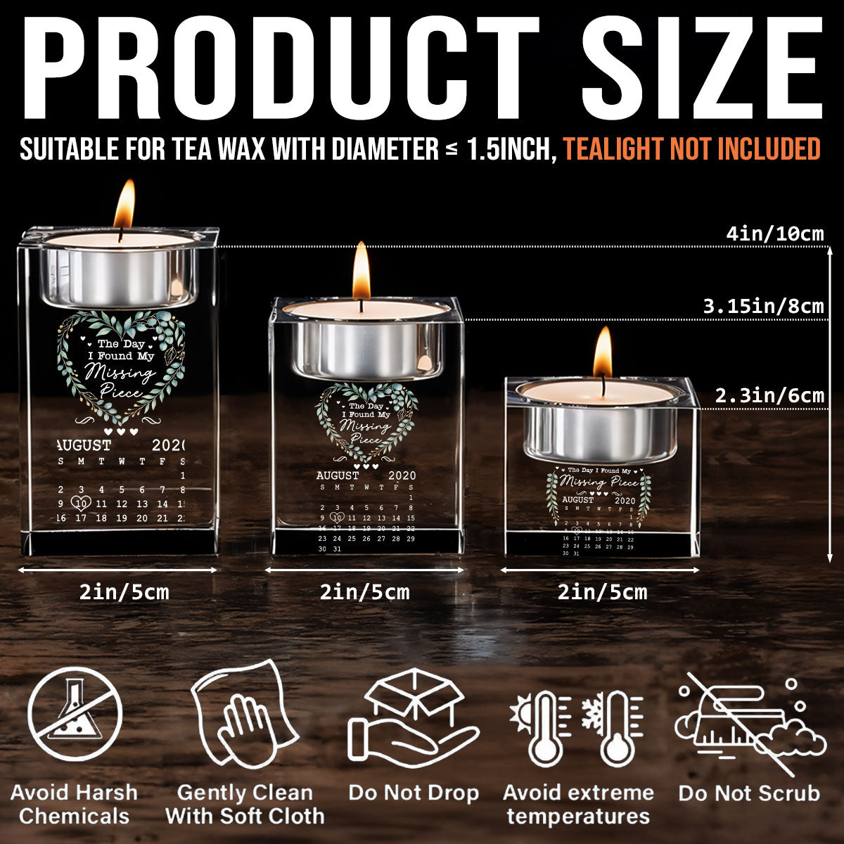 Calendar Where Our Story Began - Personalized Custom Crystal Candle Holder