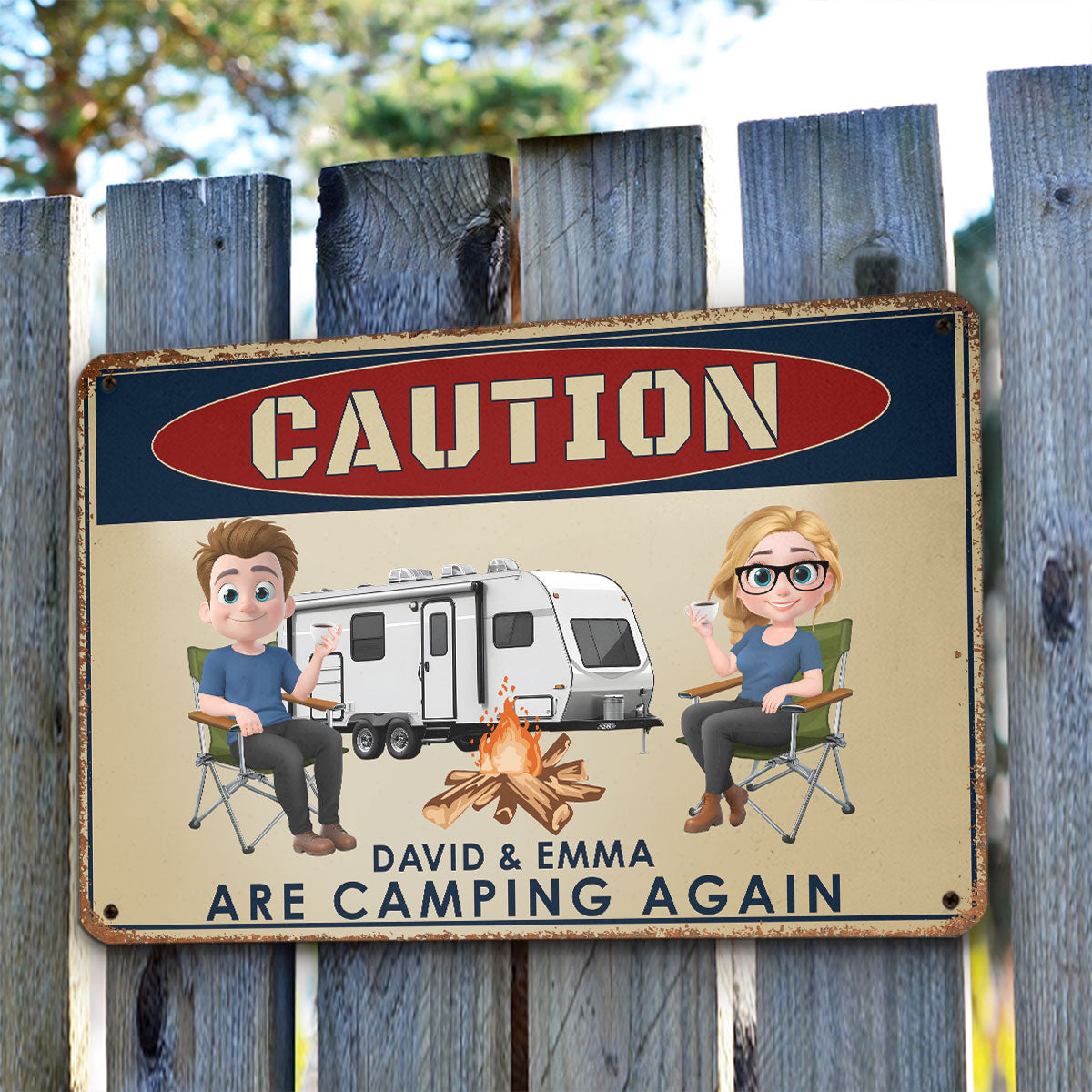 Camping Again - Personalized Custom Metal Sign