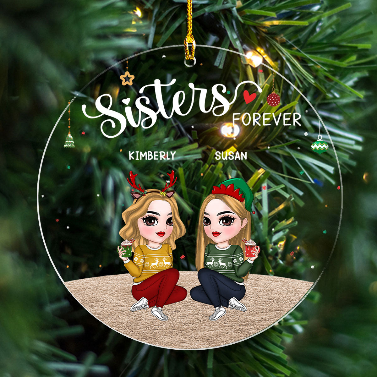 Sisters Forever - Personalized Custom Acrylic Ornament