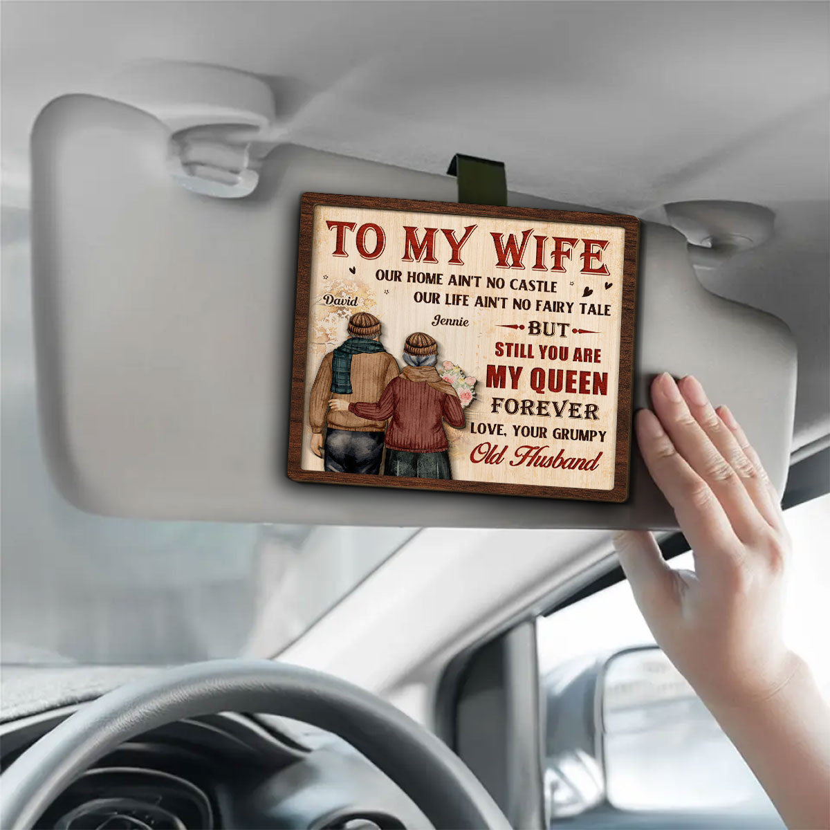 To My Queen - Personalized Custom Car Visor Clip