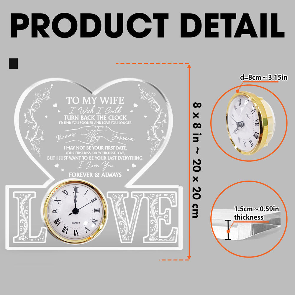 Turn Back The Clock - Personalized Custom Acrylic Desk Clock Plaque