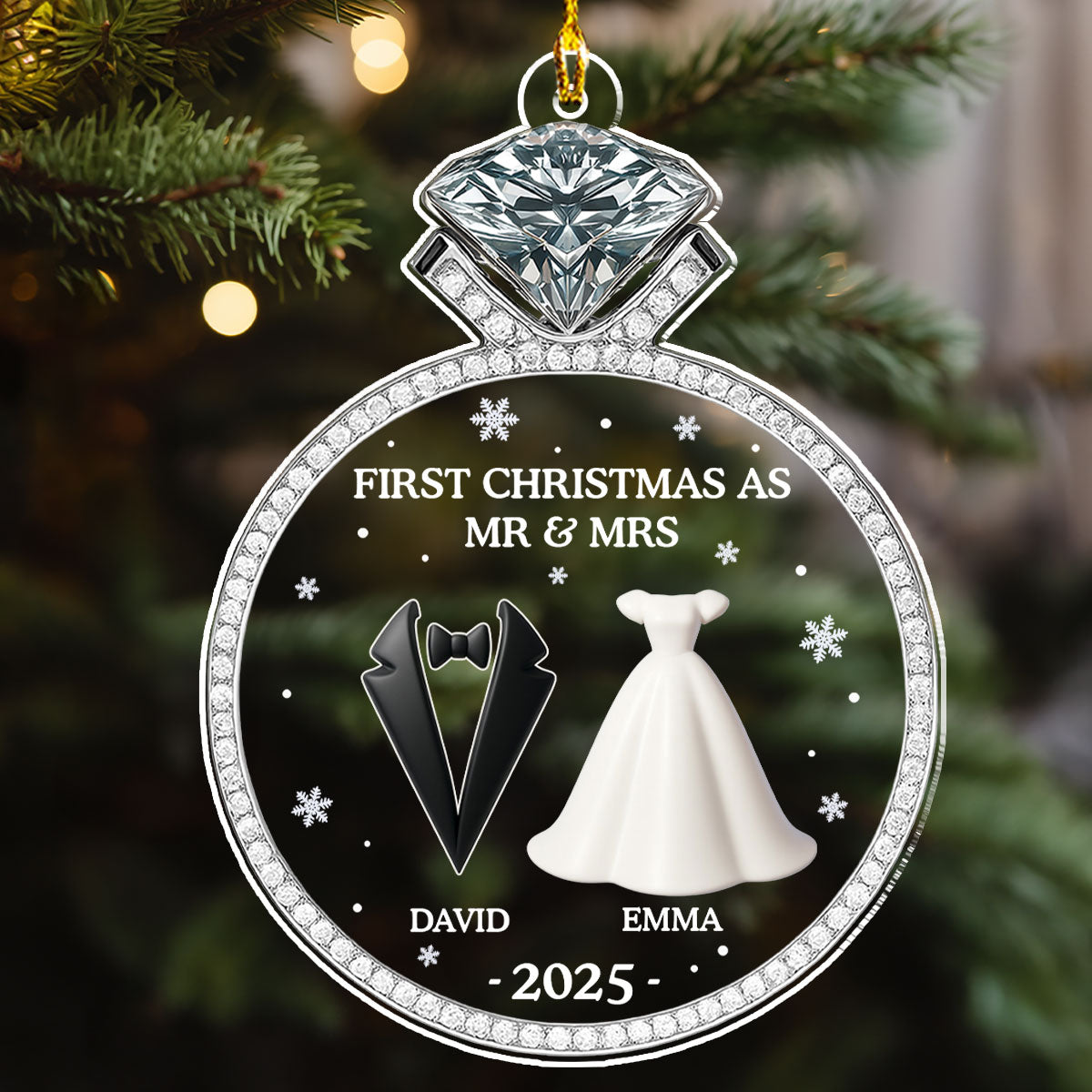 First Christmas As Mr And Mrs 2025 - Personalized Custom Acrylic Ornament